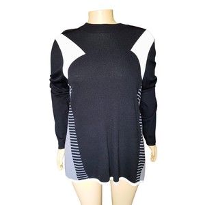 Lane Bryant Black White Gray Colorblock Mock Neck Sweater 26/28